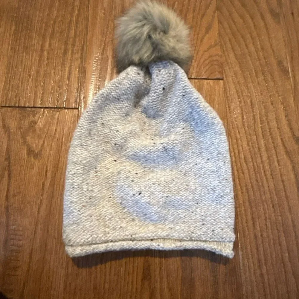 Madewell NWR sand brown wool blend faux fur pom hat